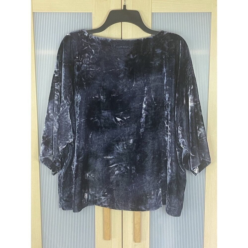 J Jill Top Pure Jill Sz M‎ Crushed Velvet Whimsigoth Boxy Y2K Summer Travel Blue - Picture 3 of 3